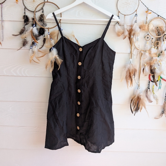 Urban Outfitters Linen Blend Black Strappy Back Dress M - Picture 4 of 8